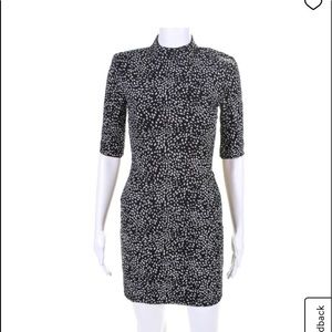 ALICE + OLIVIA Inka Strong-Shoulder Mockneck Dress